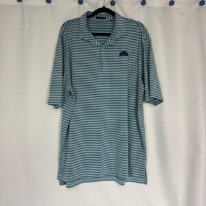 Turtleson Aqua & Navy Striped Polo 2XL